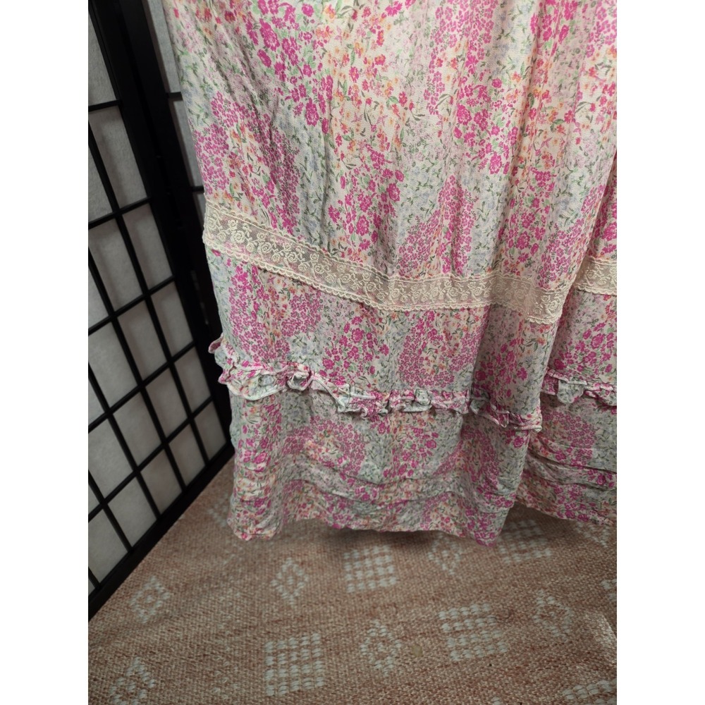 Penelope Rose Cottagecore Prairie Smocked Floral Midi Dress Women's Size Medium - Picture 6 of 7